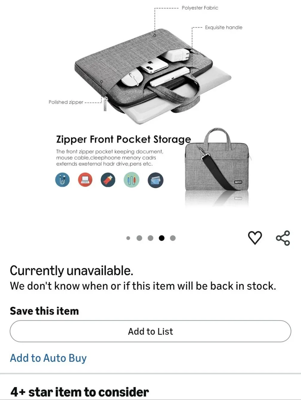 Grey Laptop Briefcase Bag